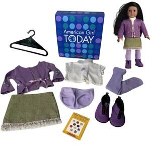 American Girl Today GO ANYWHERE OUTFIT Skirt Top Sweater Shoes Tights Panty BOX